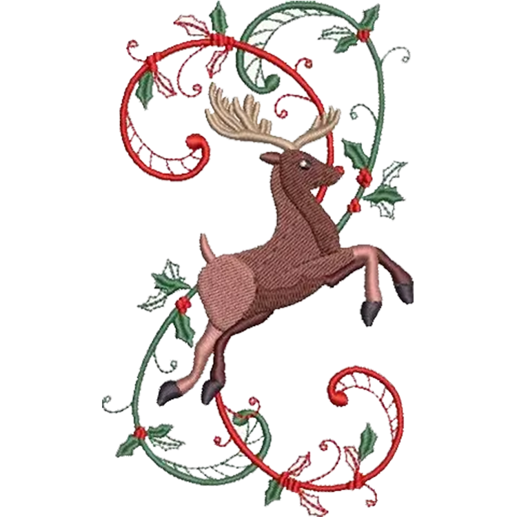 Creative Christmas Deer Embroidery Design